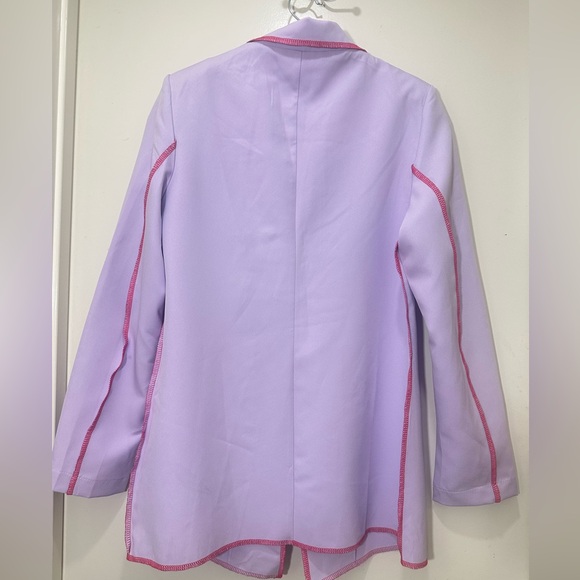 Purple One Button Tuxedo Blazer w/pink outside trim stitching size small - Picture 7 of 7